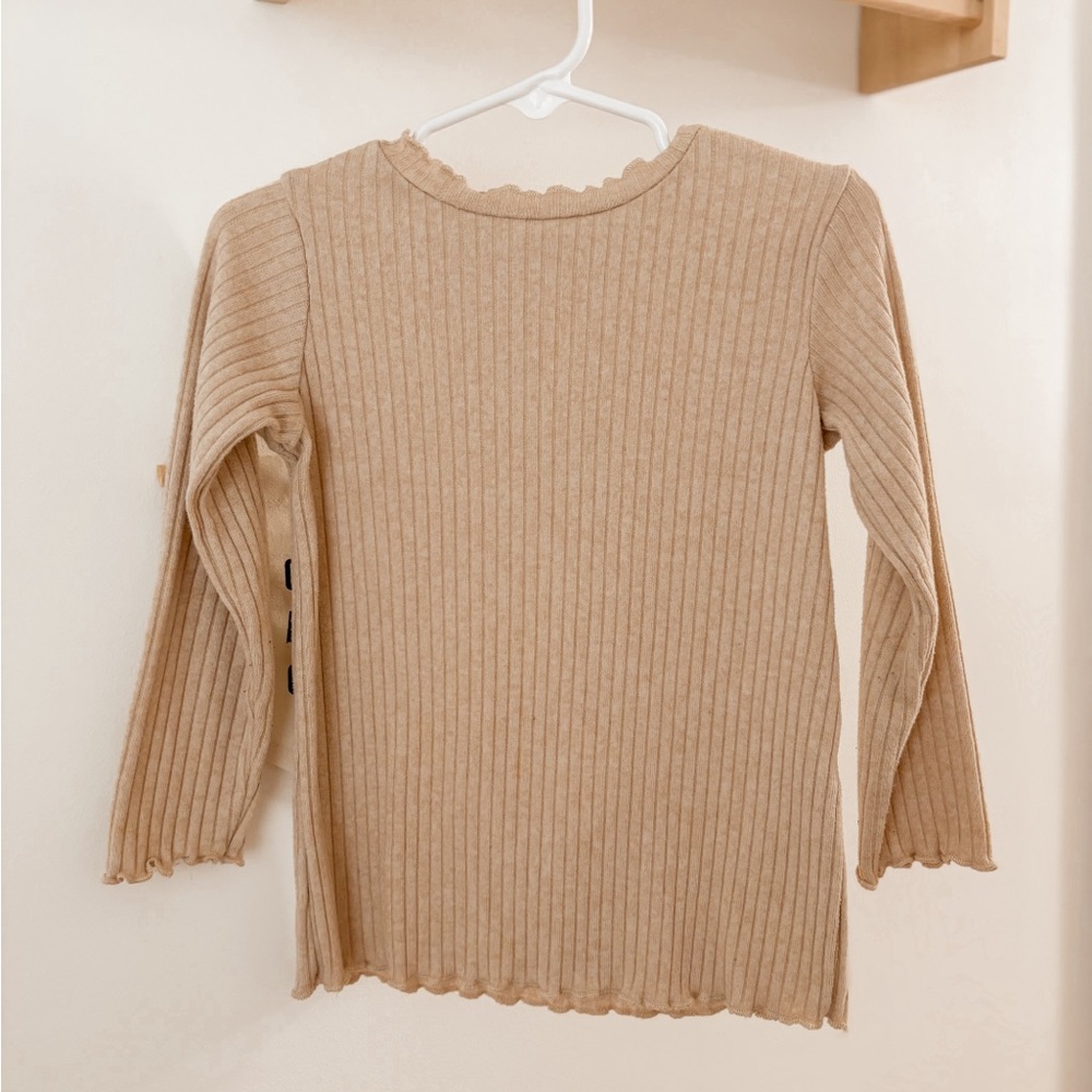 3/$12 Zara Toddler Girl Ribbed Lettuce Trim Long Sleeve Top